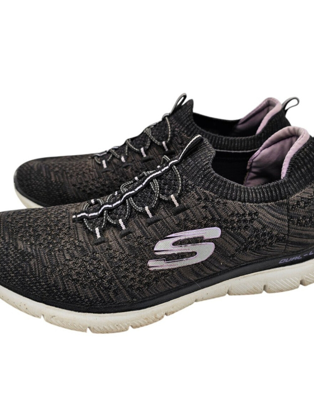 Skechers Women's Black Slip-On Sneakers Sz 8 Black and Lavender